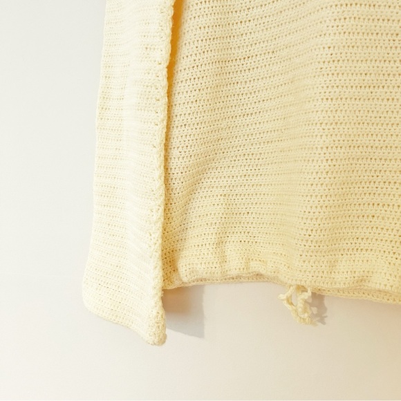 Vintage Pastel Yellow Handmade Knitted Henley Hoodie - Picture 4 of 6